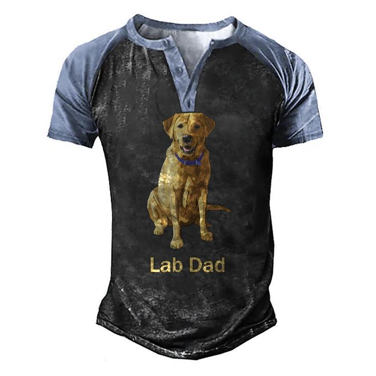 Mens Lab Dad Yellow Labrador Retriever Dog Lovers Men's Henley Raglan T-Shirt
