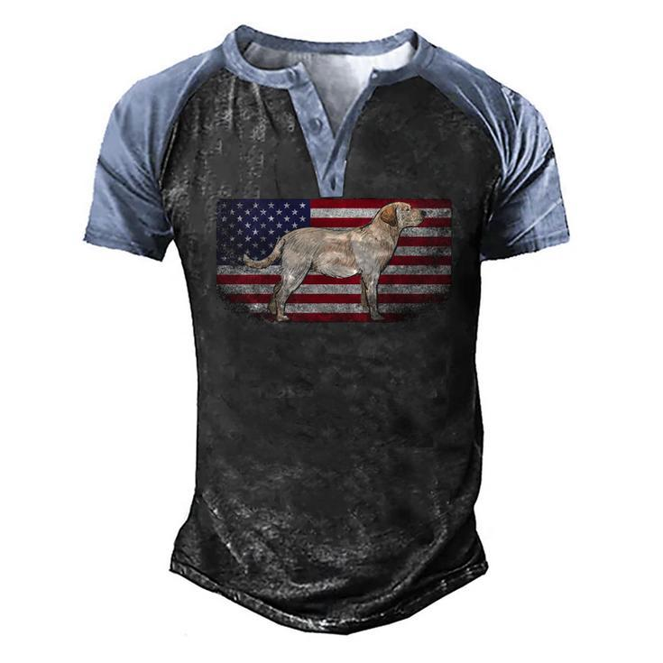 Labrador Retriever Dog 4Th Of July American Flag America Usa Men's Henley Raglan T-Shirt
