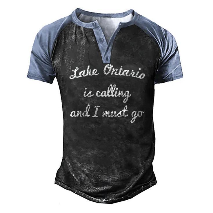 Lake Ontario New York Fishing Camping Summer Men's Henley Raglan T-Shirt