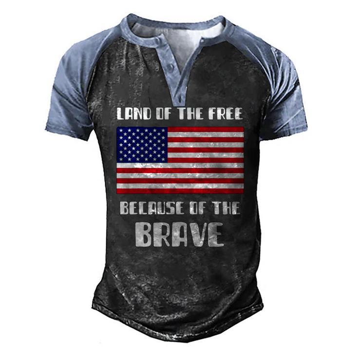 Land Of The Free Because Of The Brave Memorial Day Sale Flag Men's Henley Raglan T-Shirt