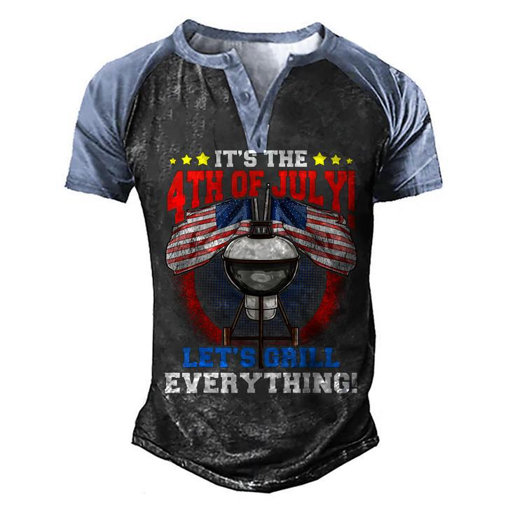 Lets Grill Everything Funny Family Bbq Dad 4Th Of July Men's Henley Shirt Raglan Sleeve 3D Print T-shirt