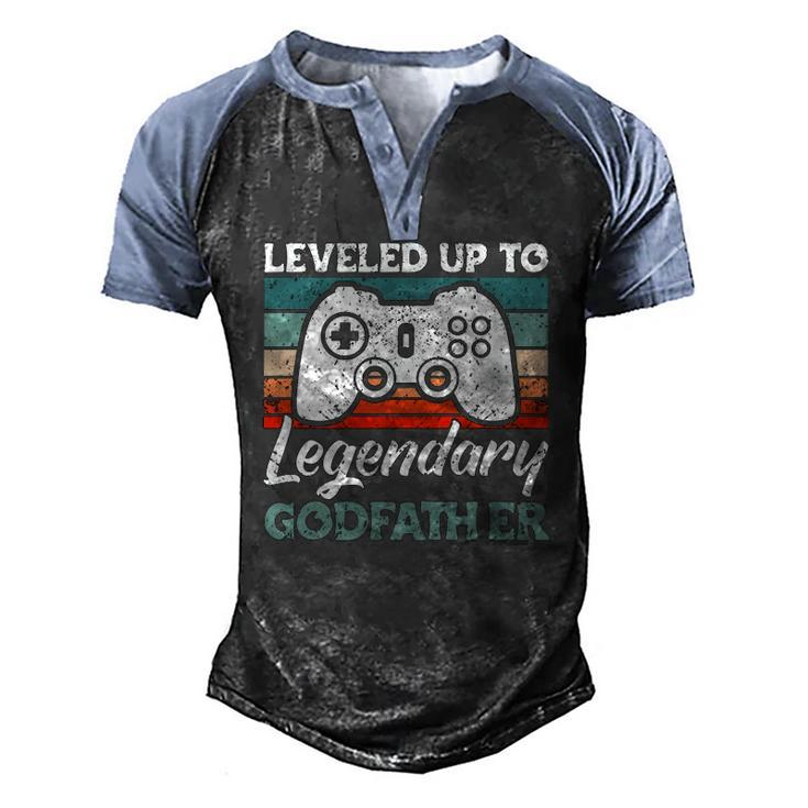 Mens Leveled Up To Legendary Godfather Uncle Godfather Men's Henley Raglan T-Shirt