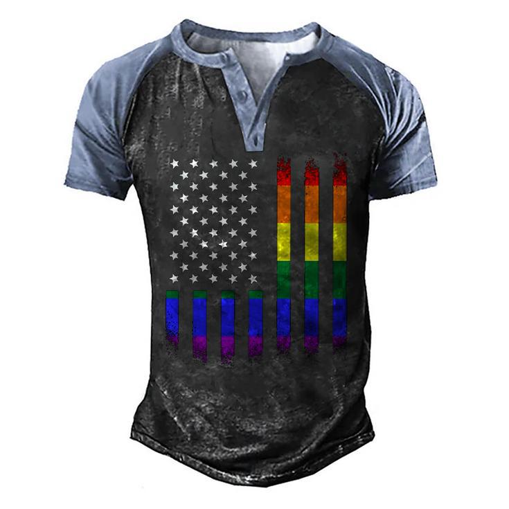 Lgbt Lgbtq Pride Month4th Of July Flag Men Women Kid Men's Henley Raglan T-Shirt
