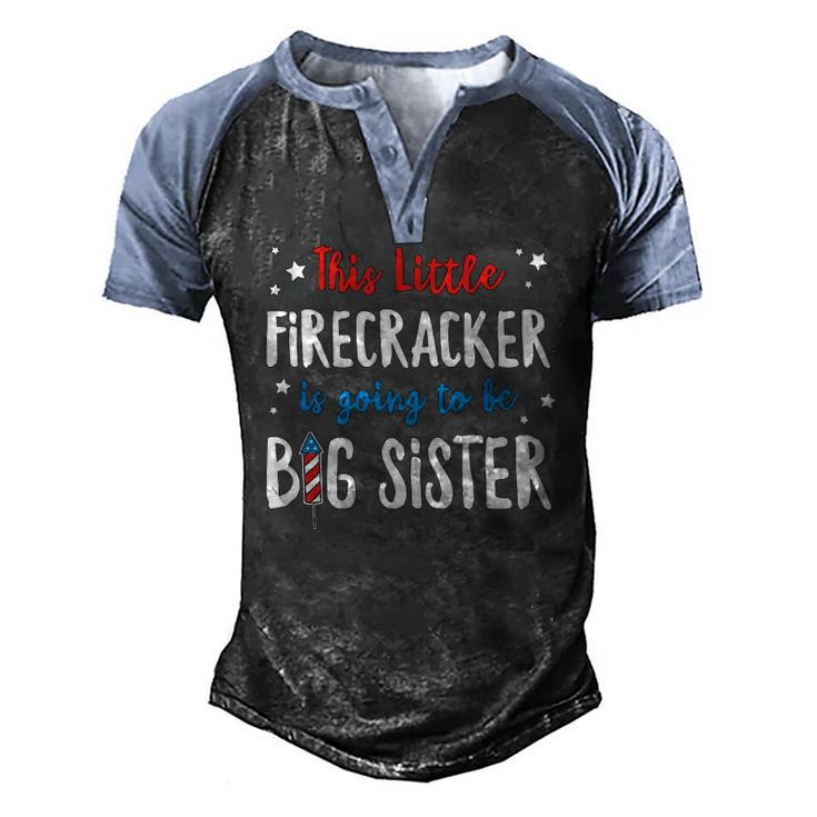 Little Firecracker Pregnancy Announcement 4Th Of July Girls Men's Henley Raglan T-Shirt