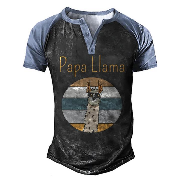 Llama Dad Matching Papa Alpaca Lover Fathers Day Men's Henley Raglan T-Shirt
