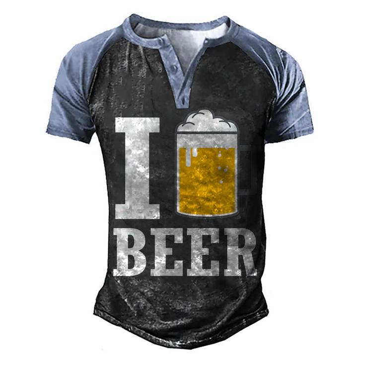 Mens I Love Beer Drinking Oktoberfest Lager Ale Party Men's Henley Raglan T-Shirt