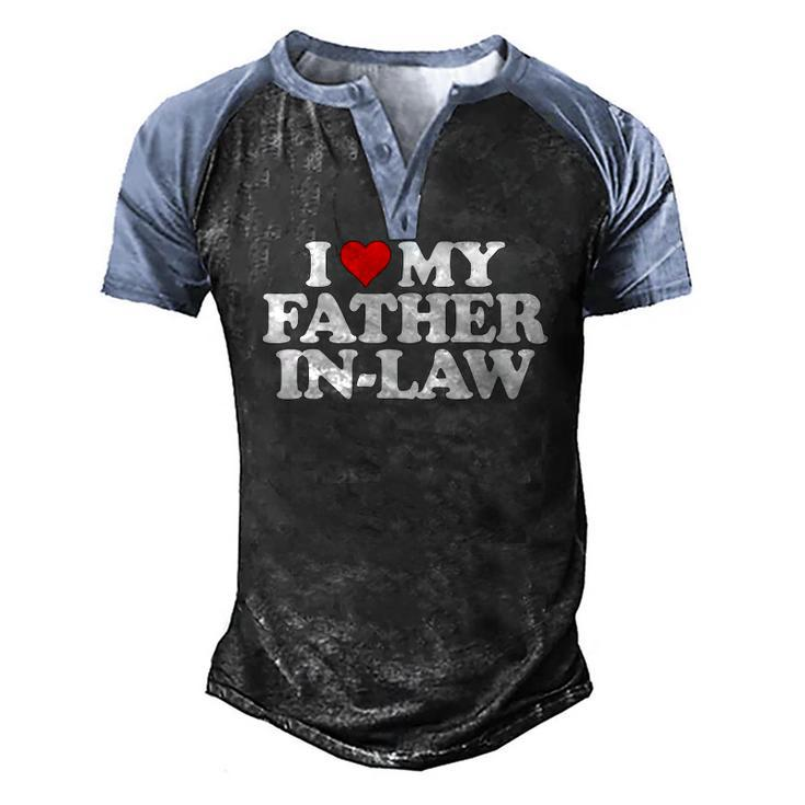 I Love My Father In Law Heart Fun Tee Men's Henley Raglan T-Shirt