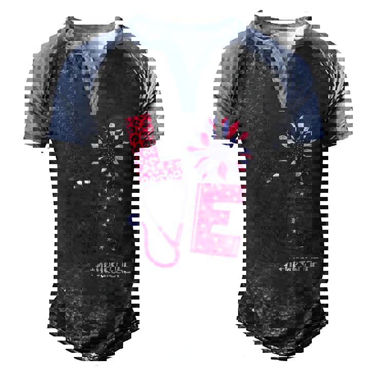 Love Heart Stethoscope Nurse Life 4Th Of July 2022 Women Men's Henley Raglan T-Shirt