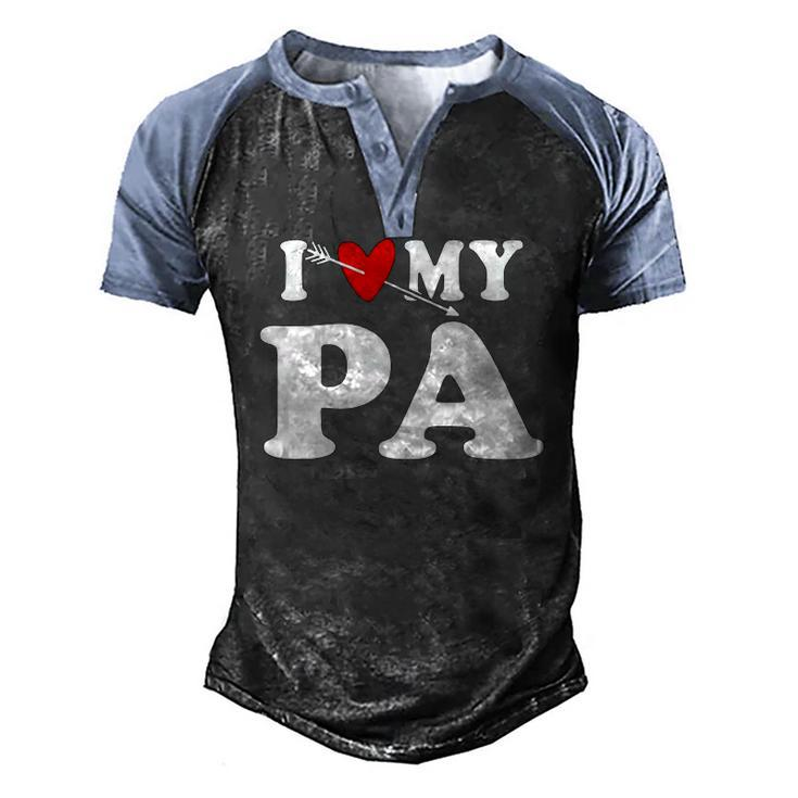 I Love My Pa With Heart Fathers Day Wear For Kid Boy Girl Men's Henley Raglan T-Shirt