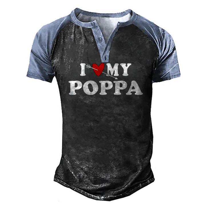 I Love My Poppa Arrow Heart Father Day Wear For Son Daughter Men's Henley Raglan T-Shirt