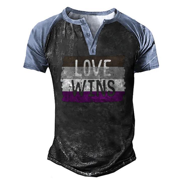 Love Wins Lgbt Asexual Gay Pride Flag Colors Men's Henley Raglan T-Shirt