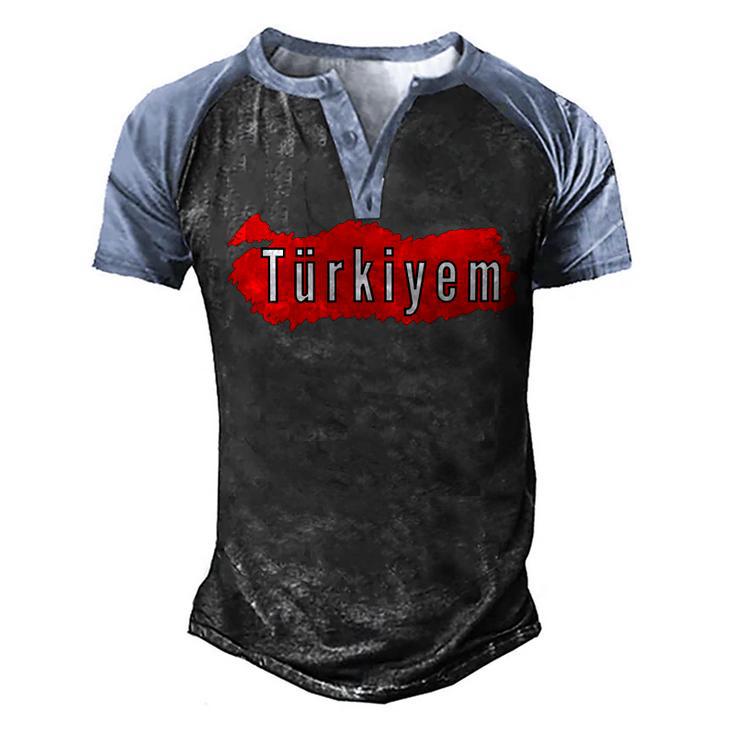 M Turkey Flag Futball Turkish Soccer 9 Shirt Men's Henley Shirt Raglan Sleeve 3D Print T-shirt