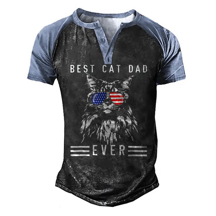Maine Coon Cat Best Cat Dad Ever Cat Maine Coon Men's Henley Raglan T-Shirt