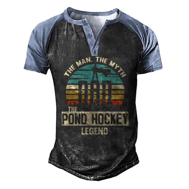 Man Myth Legend Dad Pond Hockey Player Men's Henley Raglan T-Shirt