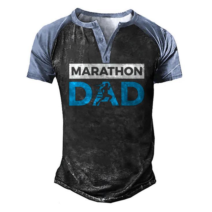 Marathon Dad Sport Running Fathers Day Men's Henley Raglan T-Shirt