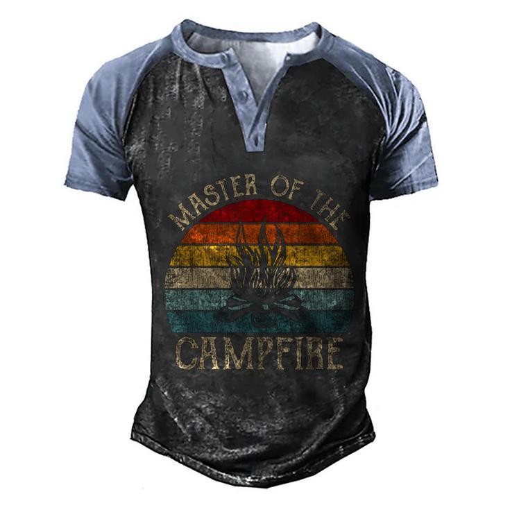 Master Of The Campfire Camping Retro Camper  Men's Henley Shirt Raglan Sleeve 3D Print T-shirt
