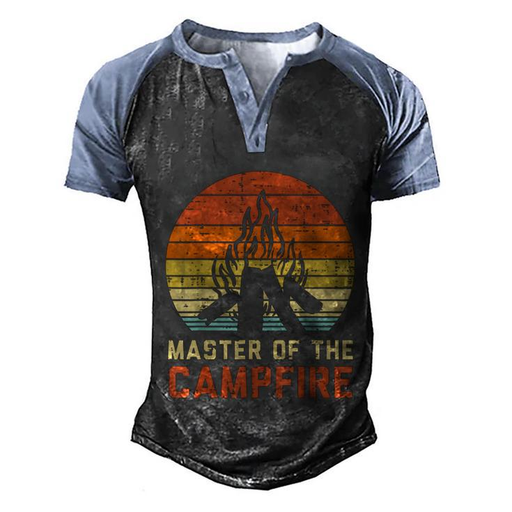 Master Of The Campfire Sunset Retro Bonfire Camping Camper  Men's Henley Shirt Raglan Sleeve 3D Print T-shirt