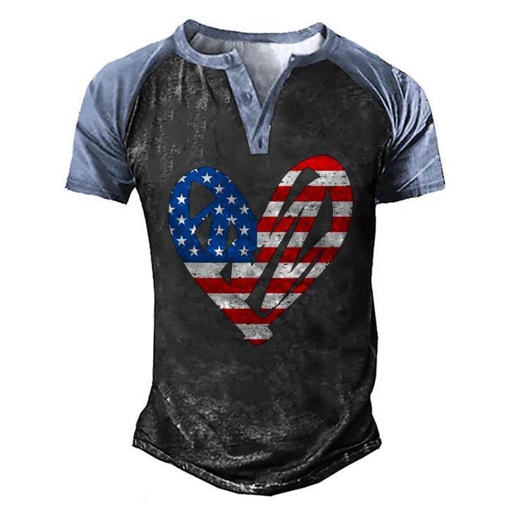 Memorial Day & 4Th July Partiotic Heart Mens & Womens Men's Henley Raglan T-Shirt