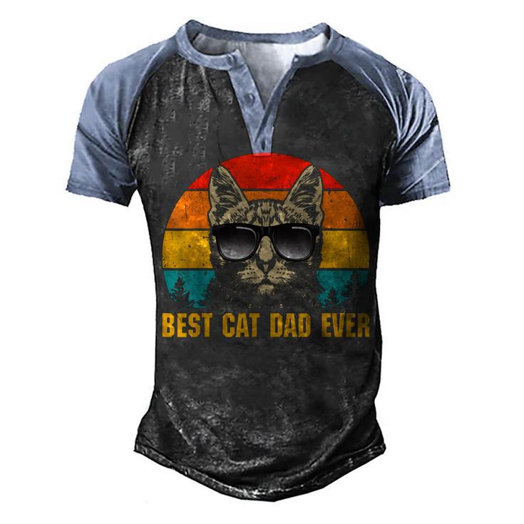 Mens Best Cat Dad Ever For Dad On Fathers Day Cat Daddy Men's Henley Shirt Raglan Sleeve 3D Print T-shirt