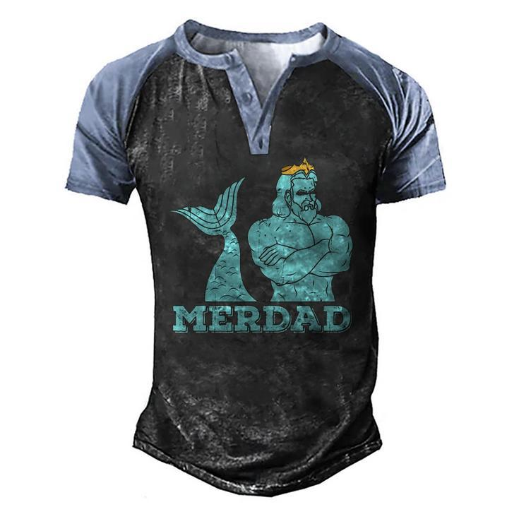 Merdad Security Merman Mermaids Daddy Fathers Day Dad Men's Henley Raglan T-Shirt