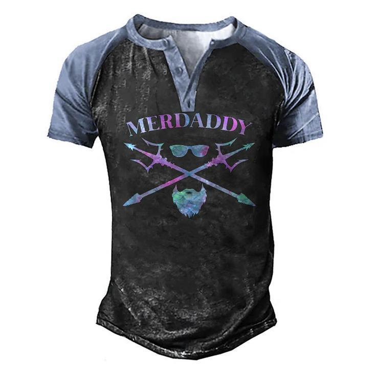Mens Merdaddy Security Merman Merdad Daddy Costume Fathers Day Men's Henley Raglan T-Shirt