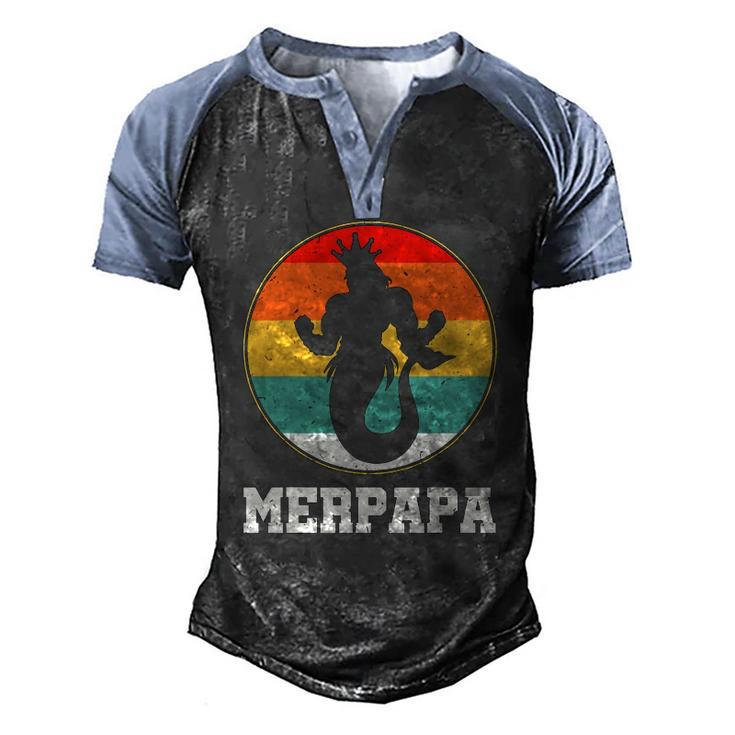 Merdpapa Security Merman Mermaid Daddy Fish Fathers Day Men's Henley Raglan T-Shirt