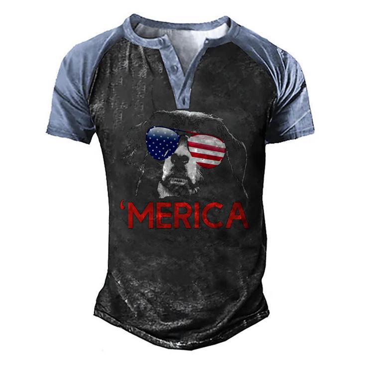 Merica Bernese Mountain Dog American Flag 4Th Of July Men's Henley Raglan T-Shirt