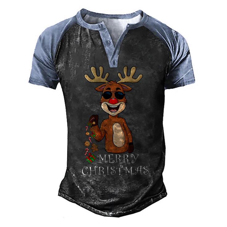 Merry Christmas Reindeer Funny Family 884 Shirt Men's Henley Shirt Raglan Sleeve 3D Print T-shirt