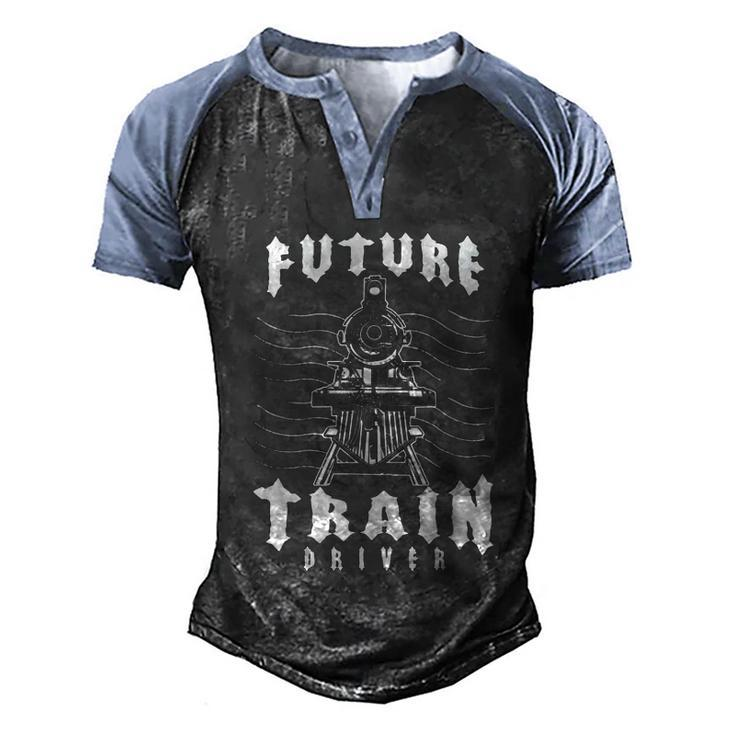 Model Steam Engine Collector Train Lover Future Train Driver  Men's Henley Shirt Raglan Sleeve 3D Print T-shirt