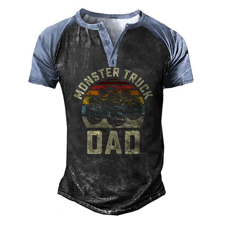 Mens Monster Truck Dad Vintage Retro Style Men Men's Henley Raglan T-Shirt
