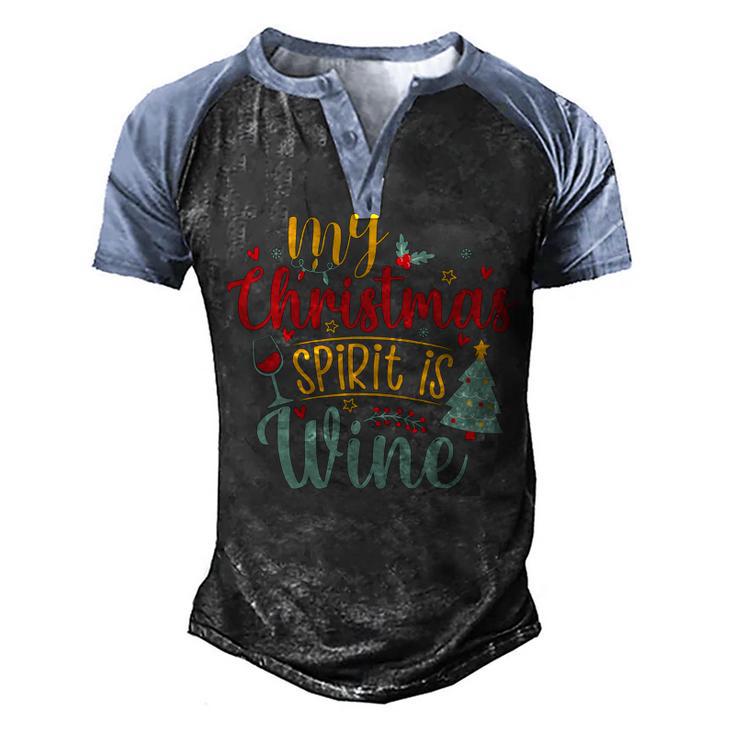 My Christmas Spirit Is Wine Funny 555 Shirt Men's Henley Shirt Raglan Sleeve 3D Print T-shirt