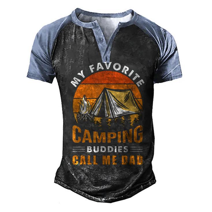 My Favorite Camping Buddies Call Me Dad Vintage Fathers Day V3 Men's Henley Shirt Raglan Sleeve 3D Print T-shirt