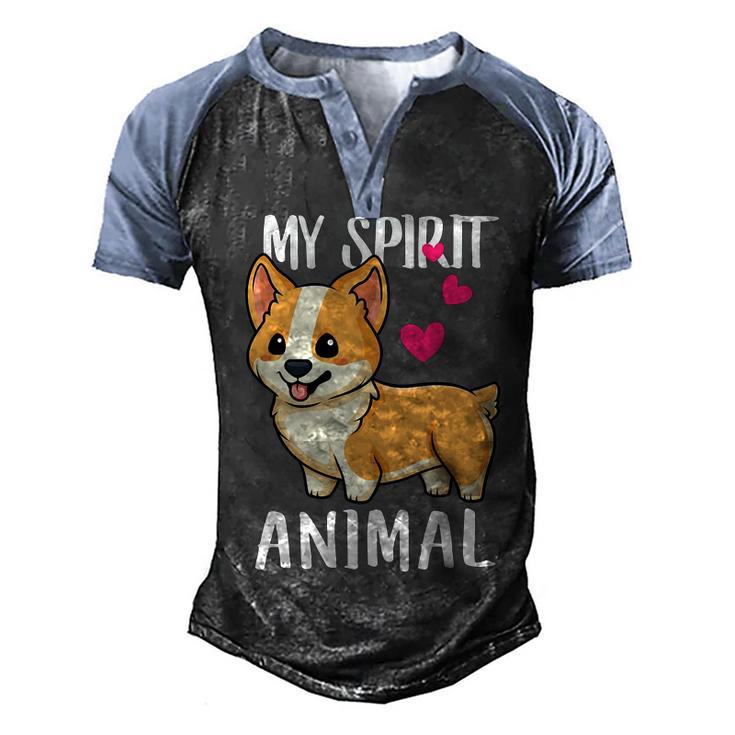 My Spirit Animal Corgi Dog Love-R Dad Mom Boy Girl Funny Men's Henley Shirt Raglan Sleeve 3D Print T-shirt