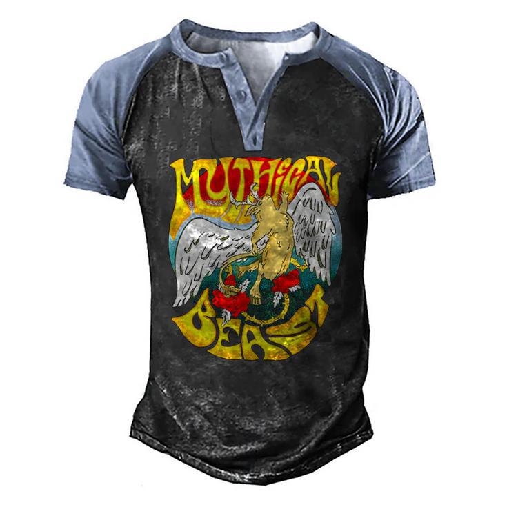 Mythical Beast Classic Rock Lover Men's Henley Raglan T-Shirt