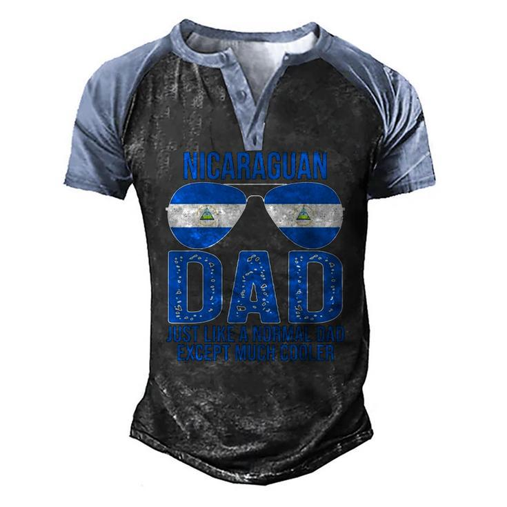 Nicaraguan Dad Nicaragua Flag Sunglasses Fathers Day Men's Henley Raglan T-Shirt