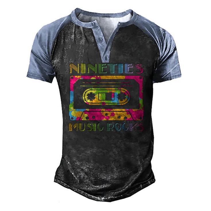 Nineties Cassette Music Rocks- 90S Men's Henley Raglan T-Shirt