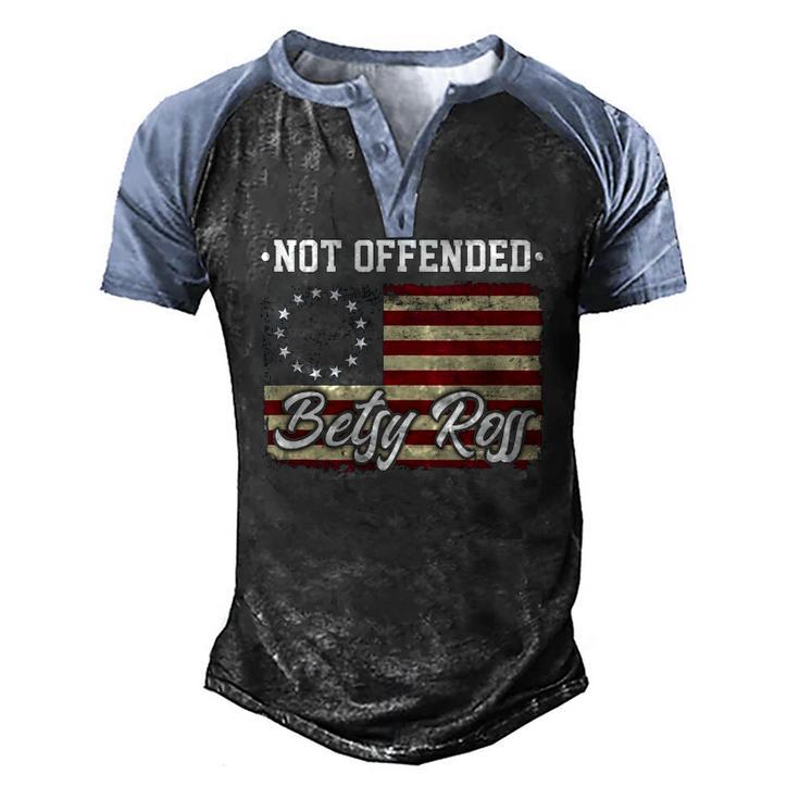 Not Offended Betsy Ross Flag Retro Vintage Patriotic Men's Henley Raglan T-Shirt
