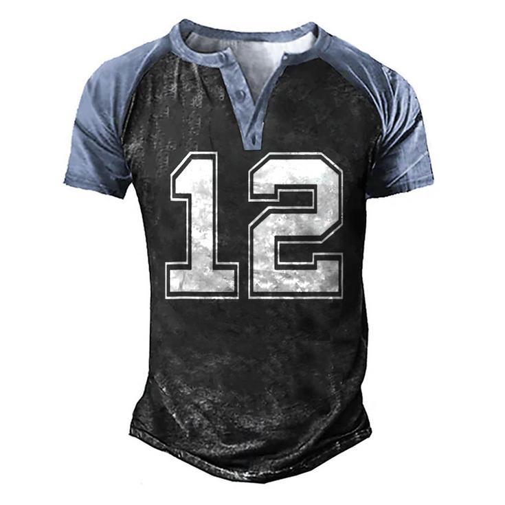 Number 12 Baseball Football Soccer Fathers Day Men's Henley Raglan T-Shirt