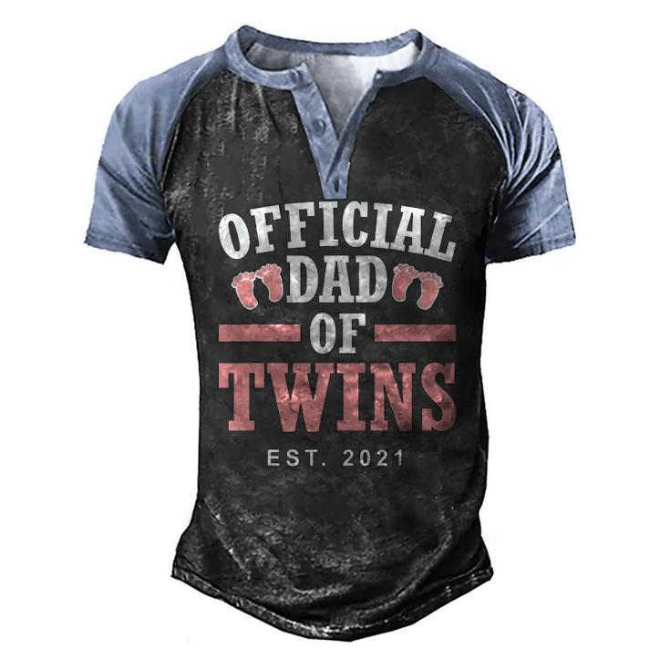 Official Dad Of Twins 2021 Father Girls Twin Dad Men's Henley Raglan T-Shirt