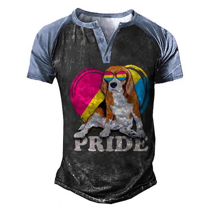 Pansexual Beagle Rainbow Heart Pride Lgbt Dog Lover 56 Beagle Dog Men's Henley Shirt Raglan Sleeve 3D Print T-shirt