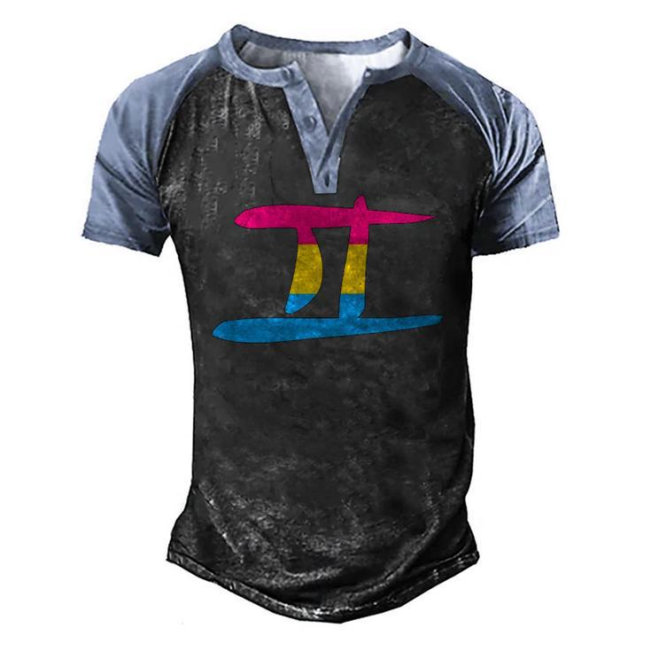 Pansexual Pride Flag Gemini Zodiac Sign Men's Henley Raglan T-Shirt