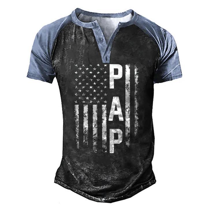 Pap America Flag Fathers Day Men's Henley Raglan T-Shirt