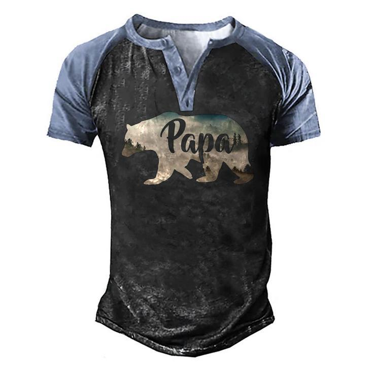 Men Papa Bear & Forest Awesome Camping Men's Henley Raglan T-Shirt
