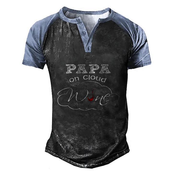 Papa On Cloud Wine New Dad 2018 And Baby Men's Henley Raglan T-Shirt