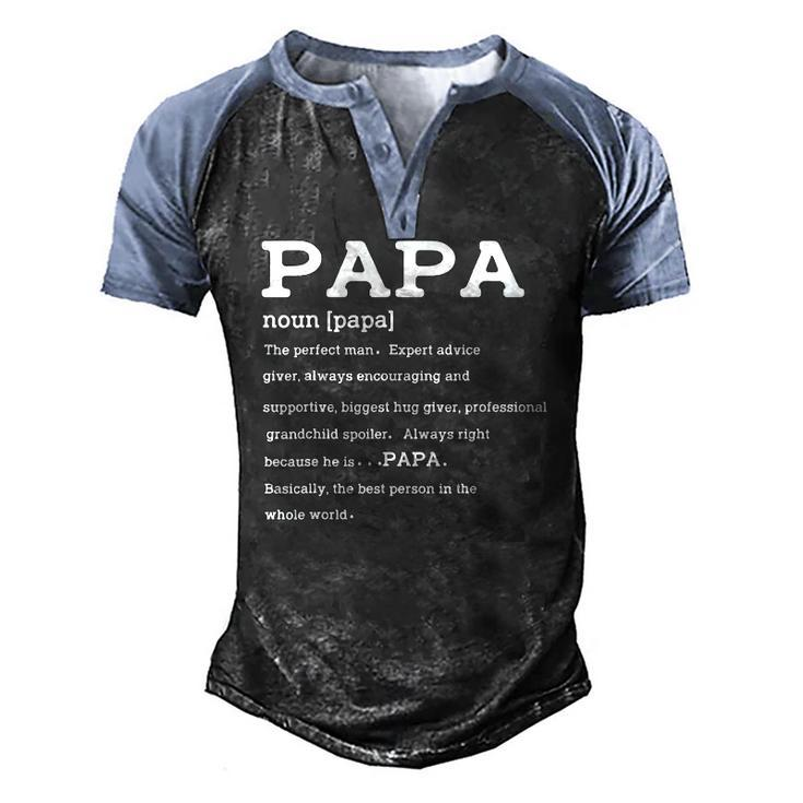 Mens Papa Definition Noun Nutrition Fathers Day Grandpa Men's Henley Raglan T-Shirt