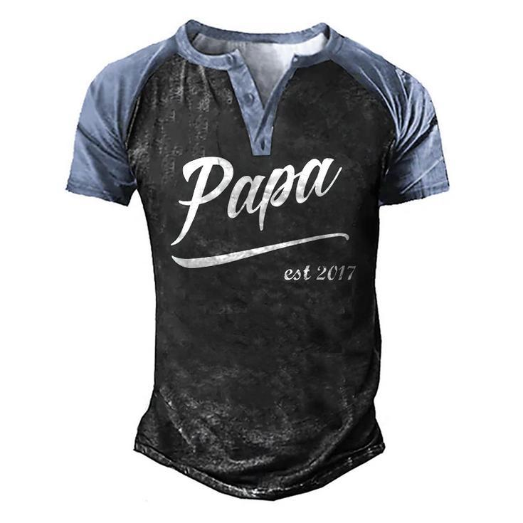 Papa Est 2017 Matching Dad Best Dad Ever Kids Men's Henley Raglan T-Shirt