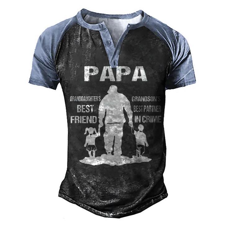 Papa Grandpa Gift   Papa Best Friend Best Partner In Crime Men's Henley Shirt Raglan Sleeve 3D Print T-shirt