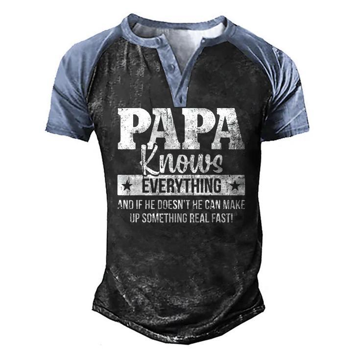 Papa Knows Everything Fathers Day Men's Henley Raglan T-Shirt