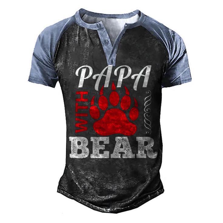 Papa With Bear Fathers Day T-Shirt Men's Henley Shirt Raglan Sleeve 3D Print T-shirt