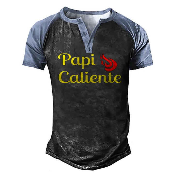 Papi Caliente Hot Daddy Spanish Fire Camiseta Men's Henley Raglan T-Shirt